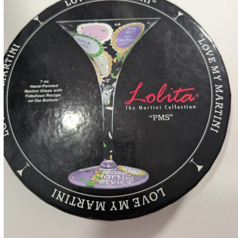 Lolita Love My Martini PMS Hand Painted Martini Glass 7oz with Original Box